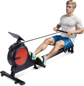 Dual Slide Rail Magnetic Rowing Machine Max 350LBS 32 Levels of Quiet Resistance - Picture 1 of 9