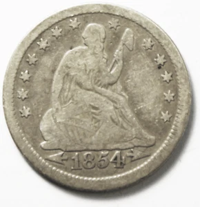 Cuarto de dólar de plata libertad sentada 1854 25c veinticinco centavos Filadelfia - Imagen 1 de 2