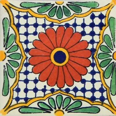 Mexican Tile Folk Art Handmade Talavera Backsplash Handpainted Mosaic # C185 - Image 1 of 2