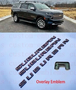 Overlay Emblem for 2021+ SUBURBAN Door Tailgate rst Badge Nameplate Matte Black - Bild 1 von 6