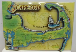 VINTAGE KÜHLSCHRANKMAGNET KARTE VON CAPE COD MASSACHUSETTS - Souvenir (192) - Bild 1 von 4