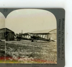 US Observation Airplane on West Front France WWI Keystone Stereoview - Picture 1 of 3
