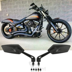 Par de espejos retrovisores laterales negros para motocicleta 8 mm/10 mm para Harley Softail V-Rod EE. UU. - Imagen 1 de 14