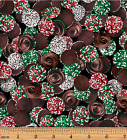 Tissu de Noël chocolat vacances douces bonbons coton Benartex par la cour