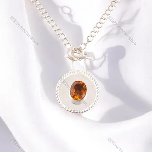 Sisters Day Sale Natural Citrine 925 Silver Trendy Mother Ethnic Wedding Pendant - Picture 1 of 8