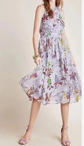 Damen By Anthropologie Hermia Lavendel Blumen Ärmellos Midikleid Größe 4 - Bild 1 von 8