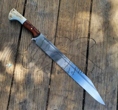 UBR CUSTOM HANDMADE HIGH CARBON STEEL SEAX SWORD WITH STAG HORN HANDLE - Image 1 of 2