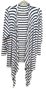 Cárdigan Calvin Klein Frente Abierto Para Mujer 2X Azul Rayas Superpuesto Top Camisa Chaqueta - Imagen 1 de 6