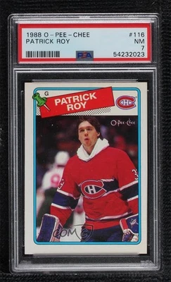 1988-89 O-Pee-Chee Patrick Roy (Blue Blocker) #116 PSA 7 HOF - Image 1 of 2