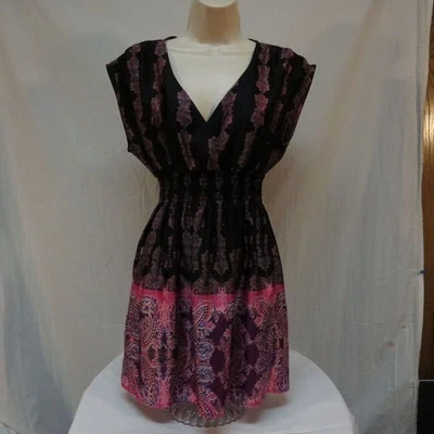 Blusa Top Blanco Lirio Estampado Paisley Cuello en V Boho Cintura Calada Informal Túnica Talla M Foto 1 de 4