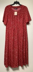Bloomchic Red /White Polka Dot Short Sleeve Maxi Dress NWT SZ 14/16 - Picture 1 of 11
