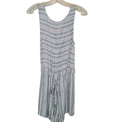 Mameluco a rayas Minkpink para mujer con sobrepelliz trasero sin mangas verde gris talla grande  Foto 1 de 4