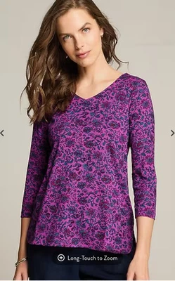 ¡NUEVO CON ETIQUETAS! CAMISETA JILL MANGA 3/4 PIMA CUELLO EN V-XL-PETALO DE LOTO MADERA-SUAVE! Foto 1 de 4