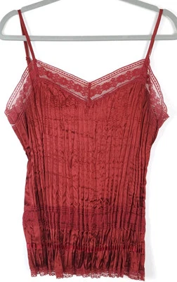 Apt. 9 Maroon Cami Lace 90 Y2K  Stretch Pleated Babydoll Broomstick Whimsigoth  Foto 1 de 4