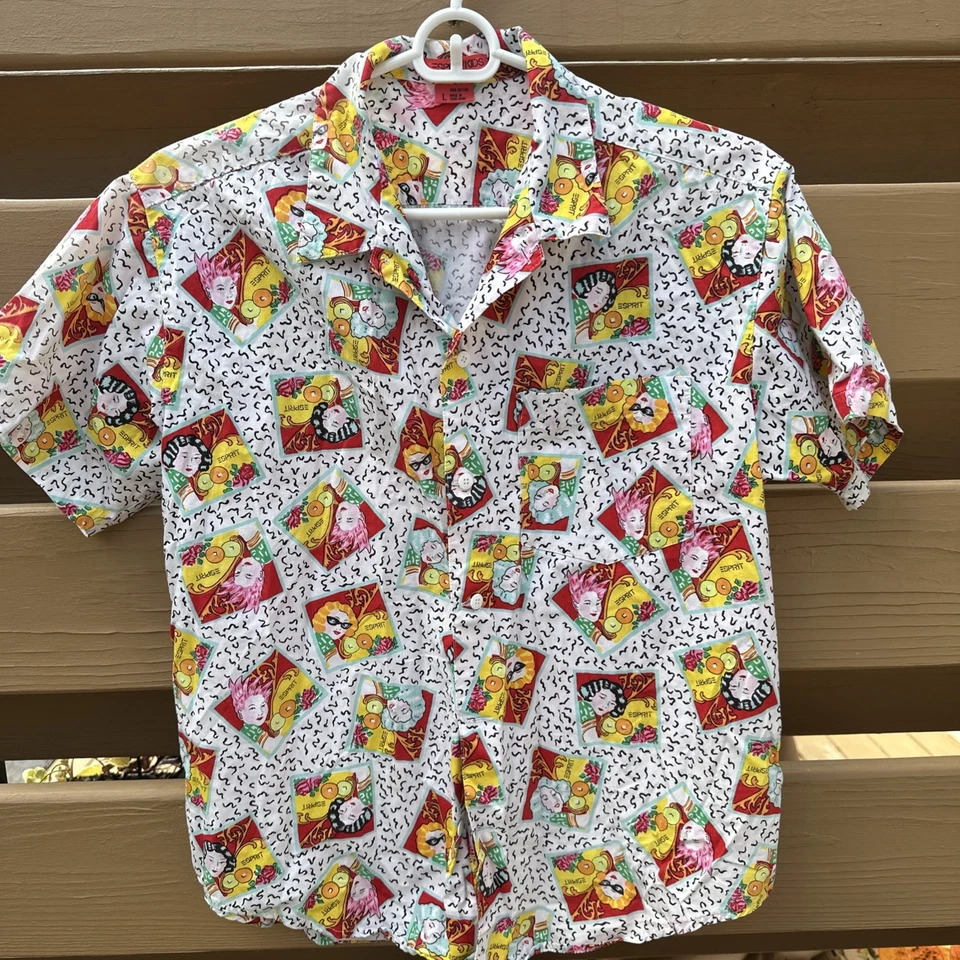 Camisa ESPRIT Vintage Años 80 Botón Manga Corta Niñas Talla L ¡Divertida y Totalmente Años 80! Foto 1 de 4