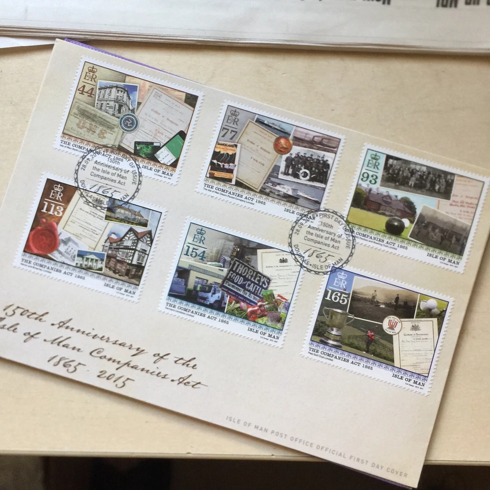 ISLE OF MAN 2015 150th ANNIVERSARY COMPANIES ACT FIRST DAY COVER FDC UNADDRESSED - Image 1 of 1