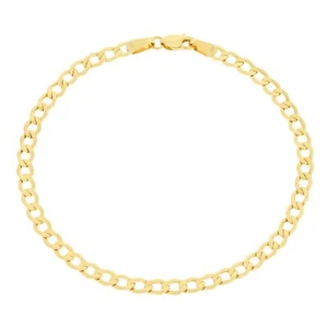 14K Yellow Gold 3.5mm Cuban Link Curb Chain Bracelet or Anklet Mens Womens 9" - Picture 1 of 11
