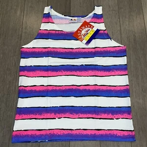 NOS Vtg 80s Tank Top shirt Mens LARGE Castaways NEON Pink Skate Jams Surf NEW - Picture 1 of 9
