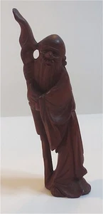 VNTAGE WOODEN HAND CARVED MONK ~ 4" STATUE ~ VERY INTRICATE ~ MUST SEE - Picture 1 of 9