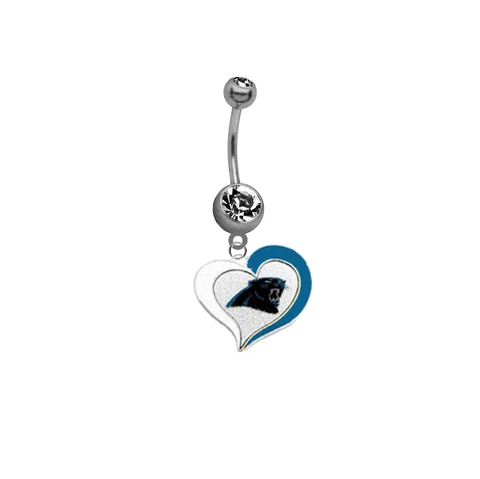 Carolina Panthers Swirl Heart Football Belly Button Navel Ring Piercing Cover