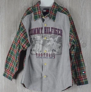 Tommy Hilfiger Boy's 7 Shirt Button Front Vintage 90's Football Print - Picture 1 of 7