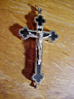 Antique CELTIC CROSS Silver & Wood  CRUCIFIX RELIQUARY  with 8 RELICS