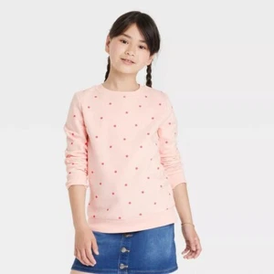 NEW Cat & Jack Girls Peach Crew Neck Pullover Sweatshirt S (6/6x) - Picture 1 of 2