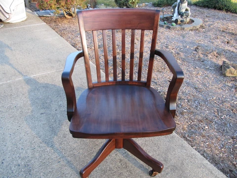 Antique Vintage Lawyers/Bankers Office Chair Walnut Johnson Chair Co. Restored Cover