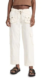 Free People Women's Tahiti Straight-Leg Cargo Pants, Tofu Size Large - Picture 1 of 6