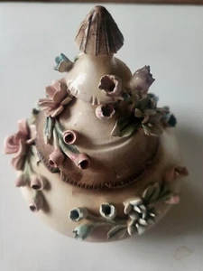Piatto vintage Mollica Capodimonte con coperchio, portagioie, barattolo vanità, Napoli Italia - Foto 1 di 5