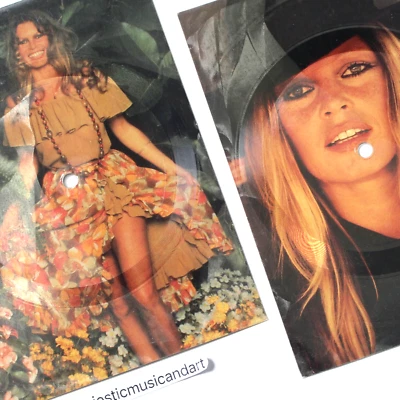 BEAUTIFUL VINTAGE BRIGITTE BARDOT HARLEY DAVIDSON 7" VINYL FLEXI DISC SOUNDCARDS - Image 1 of 3