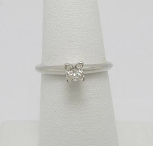 1/3CT Natural Princess Diamond Solitaire Engagement Wedding Ring 14K White Gold - Picture 1 of 13