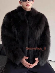Men's Luxury Black Party Thickened Faux Fur Mink Coat Winter One-piece Jacket - Picture 1 of 14