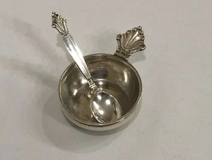 STERLING SILVER "Acanthus" Pattern Salt Cellar - Georg Jensen DENMARK  - Picture 1 of 12