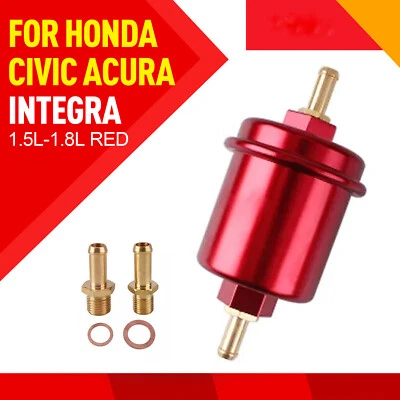 Car High Flow Fuel Filter Washable For Honda Civic Acura Integra 1.5L-1.8L Red - Image 1 of 4