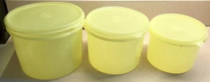 Tupperware Toppers Bidoni Impilabili Trasparenti + Giallo Luce Solare Raro Nuovo NOS - Foto 1 di 3