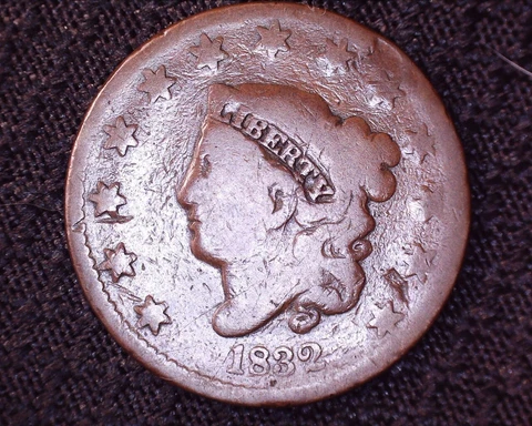 1832  Matron Head Large Cent Nice Detail and Color# LC169 Cover