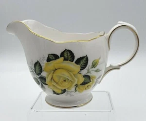 Gainsborough bone china yellow rose creamer pitcher D 96 6 gold trim  - Picture 1 of 12