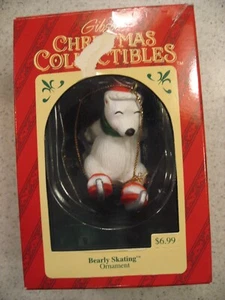 Vintage Gibson Collectibles Eisbärchen Schlittschuh Weihnachtsschmuck 1993 - Bild 1 von 4