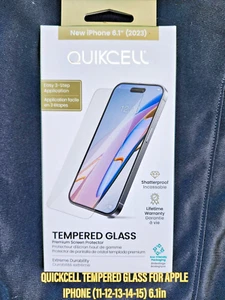 Apple iPhone 15 TEMPERED GLASS QUIKCELL (NEW RETAIL PAK) 6.1 in #METRO33027 - Picture 1 of 6