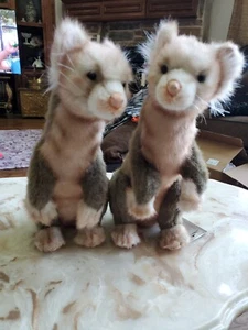 Pair Of Hansa Hand Crafted Stuffed Plush Sitting Ferrets. Art #4556, Batch #1127 - Picture 1 of 23