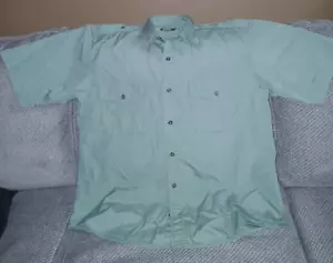 Cabela's Safari Series Men's Short Sleeve Shirt Gray Cargo Button Sport Large - Picture 1 of 3