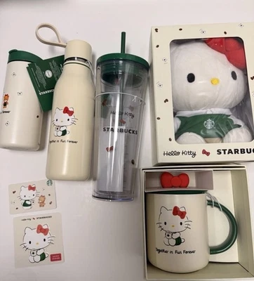 Hello Kitty x Starbucks 2025 Limited Edition Set Plush/Tumblers/Mug/Card 6 ITEMS - Image 1 of 2