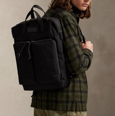 Mochila de mano convertible de lona negra Polo Ralph Lauren para hombre precio de venta sugerido por el fabricante 228 USD Foto 1 de 4