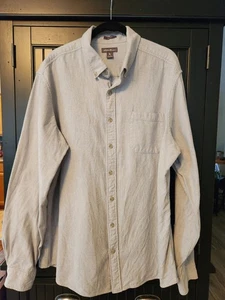Eddie Bauer Classic Fit Flannel Shirt Mens TXL Light Gray Long Sleeve Button - Picture 1 of 7