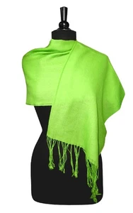 Biagio 100% Wool Pashmina Solid Scarf LIME GREEN Color Womens Shawl Wrap Scarve - Picture 1 of 4