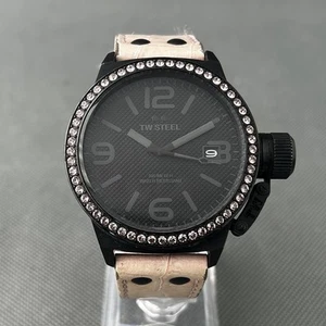 TW Steel TW911 Watch Canteen Black Date Pink Leather Crystals New Battery Unisex - Picture 1 of 16