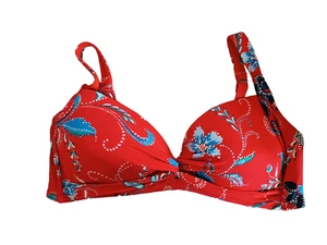 Top de bikini bandeau acolchado mezcla roja floral Marks & Spencer UK 16 - Imagen 1 de 5