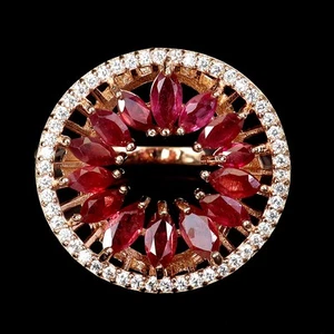925 Sterling Silver Ring Marquise Ruby 5x2.5mm Natural Gemstone Jewelry Size 7 - Picture 1 of 13