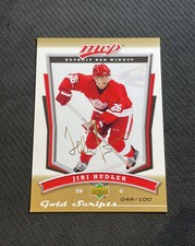 2007-08 UPPER DECK MVP JIRI HUDLER GOLD SCRIPT PARALLEL #ed 49/100